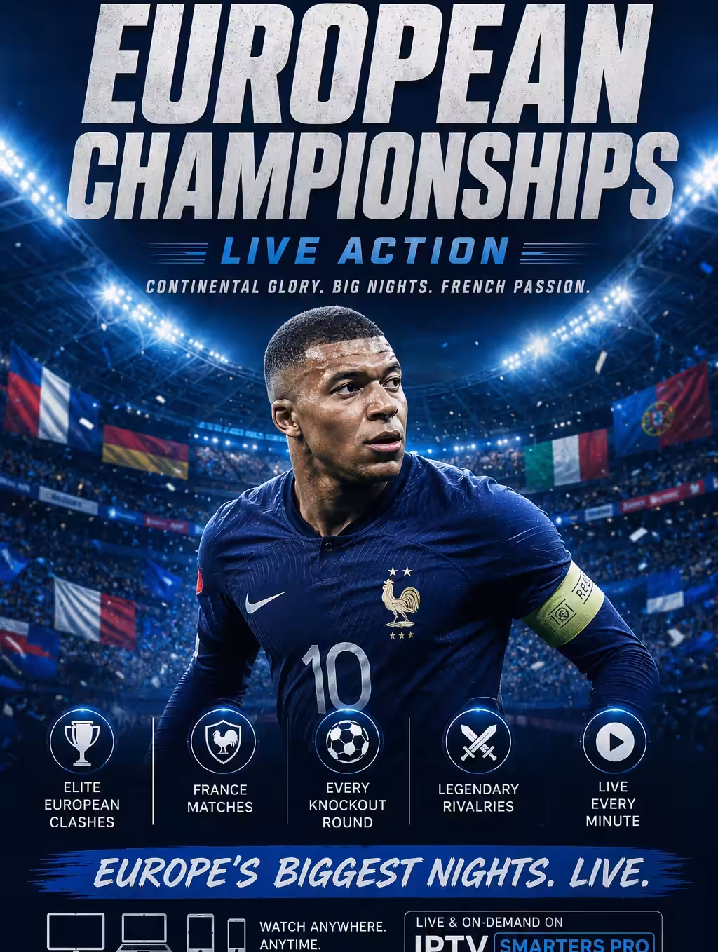 Championnat d’Europe de football en direct sur IPTV : capitaine de l’équipe de France dans un stade comble
